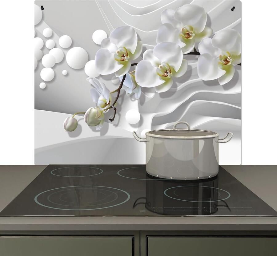 Spatwand Keuken Spatbeschermer Kookplaat Keukenwand Beschermen 2-in-1 Functie 52x59 cm Wit