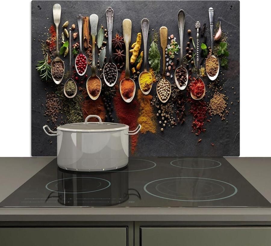 Spatwand Keuken Spatbeschermer Kookplaat Muur Beschermen 2-in-1 Functie 52.7x81.6 cm Kruiden