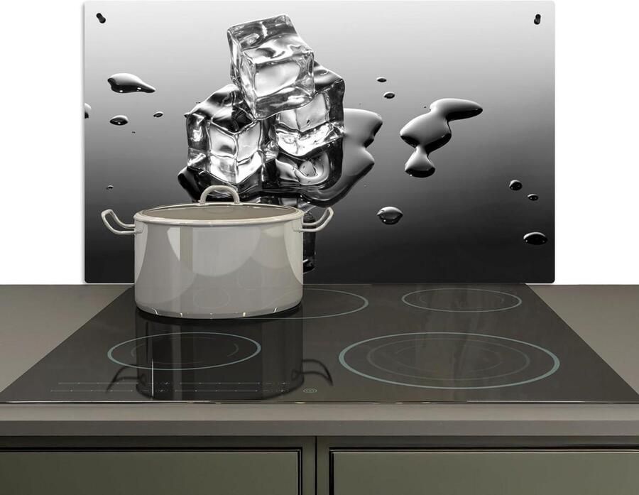 Spatwand Keuken Spatdeksel Kookplaat Keukenwand Beschermen 2-in-1 Functie 51.5x83 cm Grijs Zwart