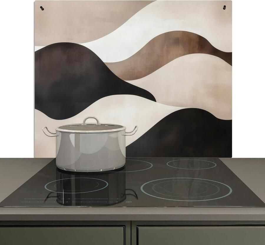 Spatwand Keuken Wandbeschermer Kookplaat Koken en Schoonmaken 2-in-1 Functie 52x60cm Abstracte Golven
