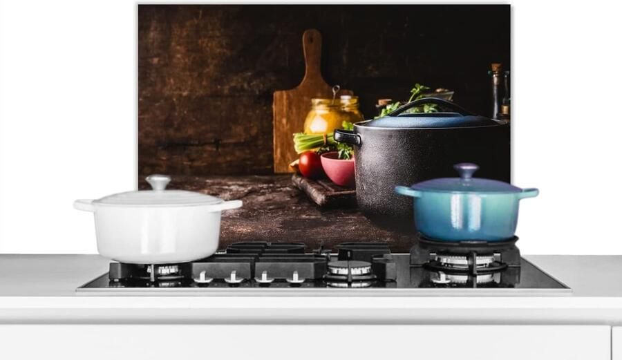 Spatwand Keuken Wandpaneel Bescherming Koken Beschermen Luxe Aluminium 60x40 cm Rustiek