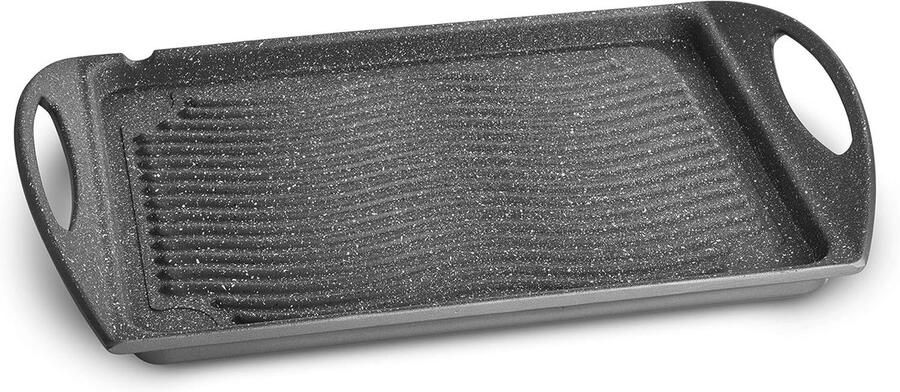 Speciale anti-aanbaklaag van aluminium gegoten aluminium 34 x 26 cm grillpan en grillrooster voor gas en oven krasbestendige coating marmereffect groene rand ergonomische manicure