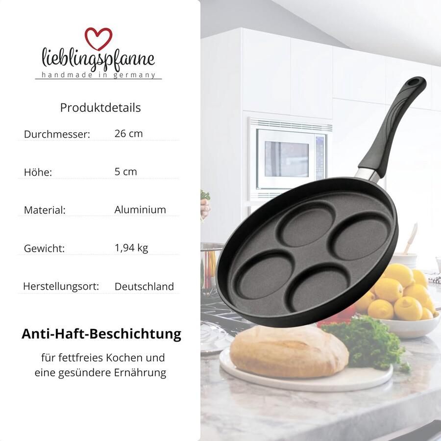 Speciale spiegeleipan 26 cm 3-voudig bakgerei voor perfecte eieren en desserts gegoten aluminium inductie geschikt