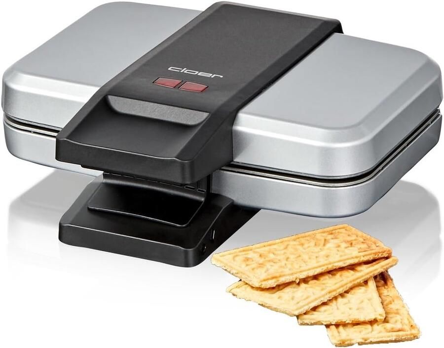 Speculaas wafelijzer Koekjes maker Feestelijke baksels Bakt vier koekjes 6x11 cm per stuk Zilver