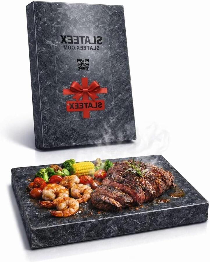 Speksteen Grillplaat Hete Steen Kookplaat Gezond Koken Gepolijst Natuursteen 20x30x3 cm Grijs