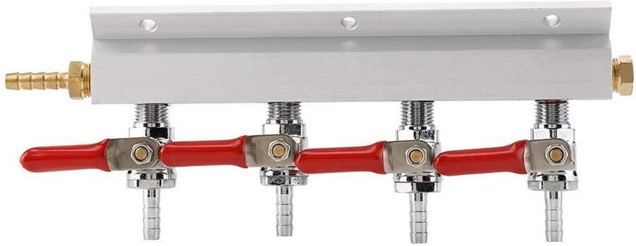 Allecto Co2 Air Gas Beer Splitter 4 Way Manifold Duurzaam en gebruiksvriendelijk Roestvrij staal Voor homebrew maken Ideaal voor bierli