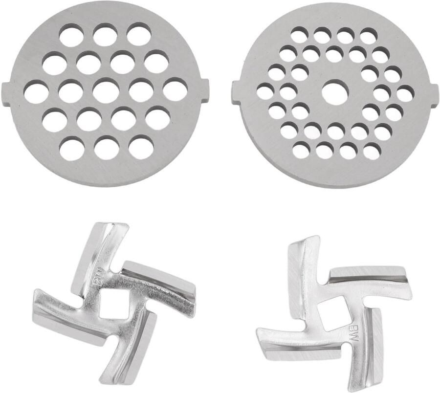 Allecto Roestvrijstalen Vleesmolenplaatschijven Vervangingsonderdelen Multifunctioneel 2 Stuks Messen Geschikt voor Vleesmolen Onmisbaa