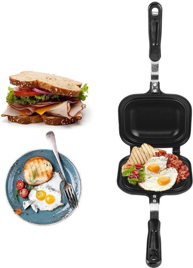 SPHs Wafelijzer Non-stick wafelijzer Aluminium toastplaat Dubbelzijdig wafelijzer Sandwiches en warme broodjes Geschikt voor gas en