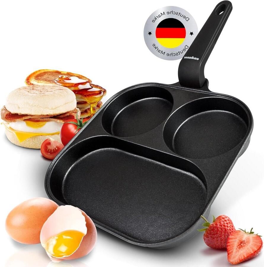 Spiegelei-pan Ontbijtpan Ontbijt Maken Antiaanbaklaag 21 cm Zwart