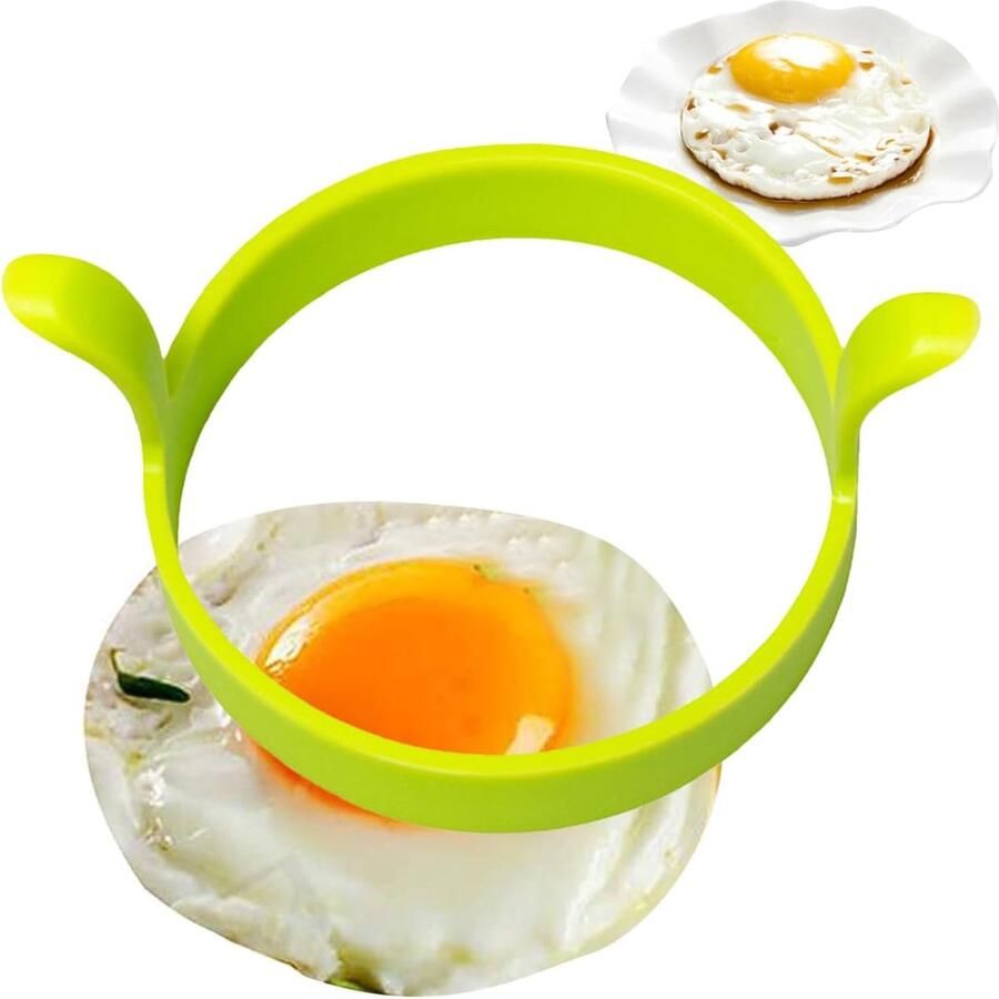 Spiegelei Ring Pannenkoekenring Keuken Ontbijt Maken Hittebestendig Siliconen 12 x 8 cm Groen