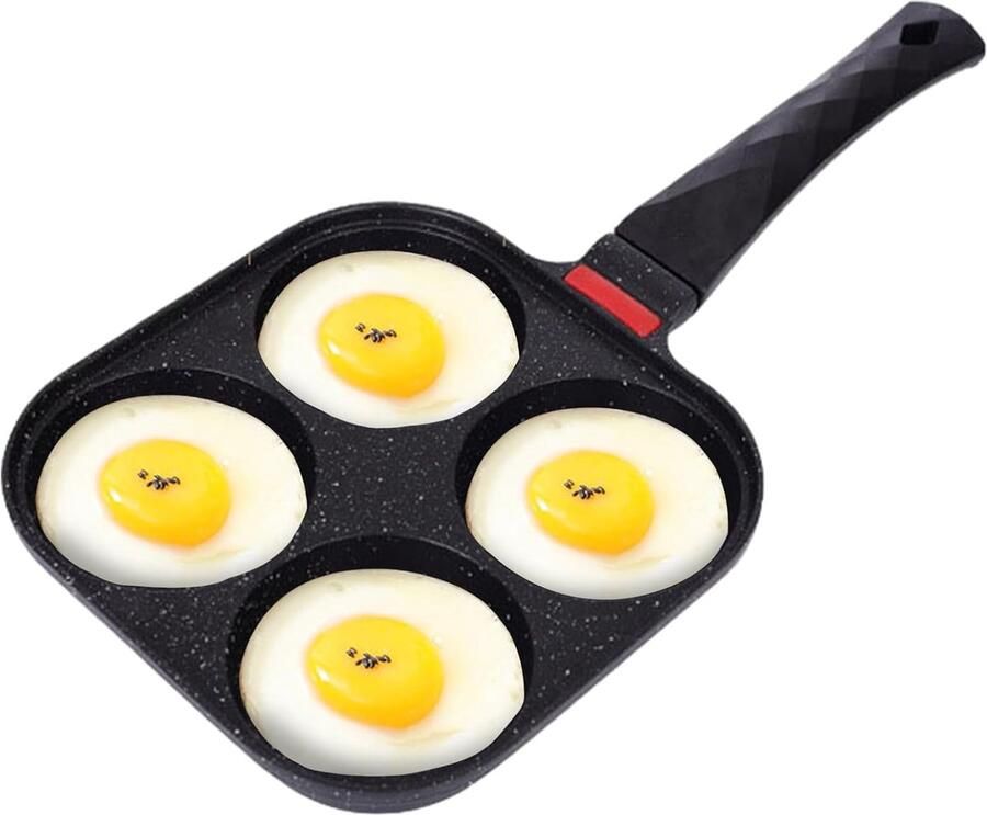 Spiegeleierpan Aluminium Pannenkoekenpan Koekenpan Ontbijt Bereiden Ergonomische Handgreep 19x2.5x37 cm Zwart