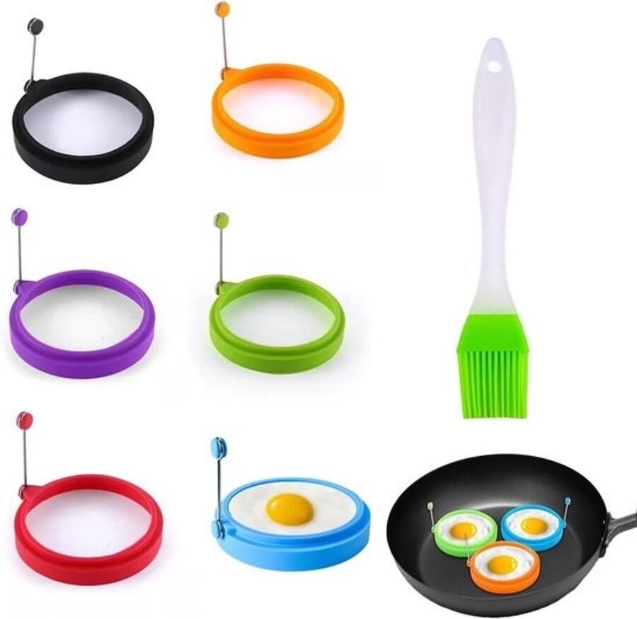 Spiegeleiform Set Omelet Vormen Ontbijt Maken Met Handgrepen 10cm Diameter Zwart