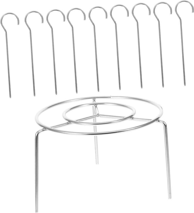 Spiesenhouder RVS Kebabrek Grill Gelijkmatig Grillen Verticaal Ontwerp 15 x 15 x 9.5 cm Zilver