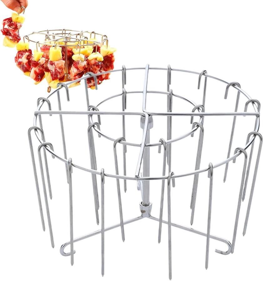 Spiesjeshouder Airfryer Vleesspiesjesrooster Luchtfriteuse Verticaal Koken Vetdruppel Systeem 16 x 10 cm Zilver
