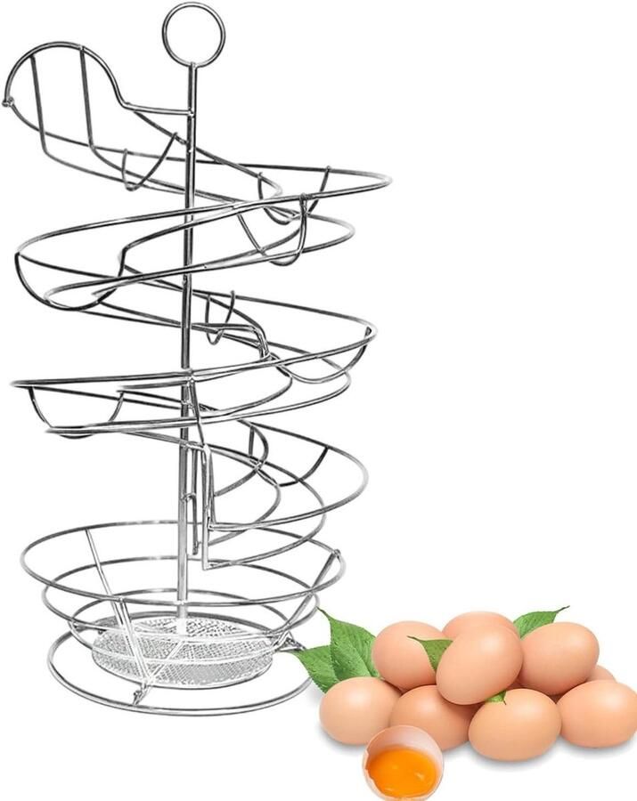 Spiraal Eierhouder Eierrek Keuken Organiseren Roestbestendig Metaal 36 Eieren Zilver
