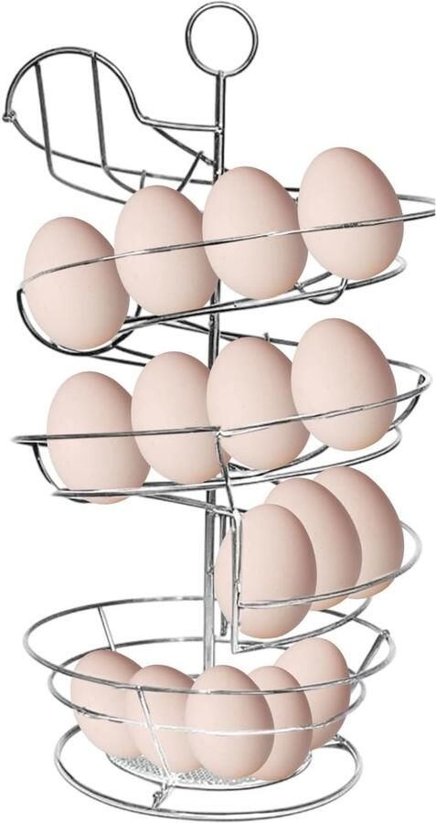 Spiraal Eierhouder Keuken Display Keuken Organiseren Roestbestendig Metaal 36 Eieren Capaciteit Zilver