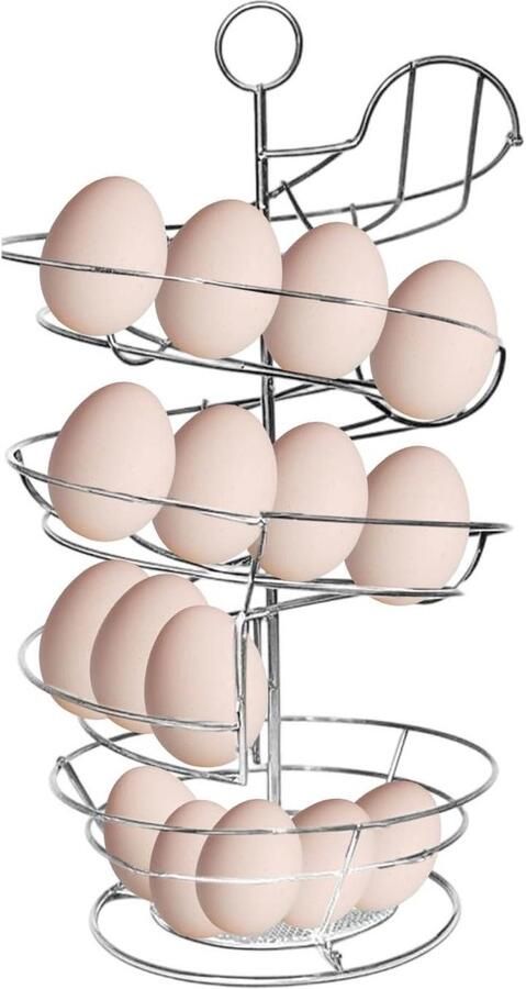 Eier Spiraal Dispenser Kippenei Display Keukenopslag Onderhoudsvriendelijk Ontwerp Houdt 36 Eieren Zilver