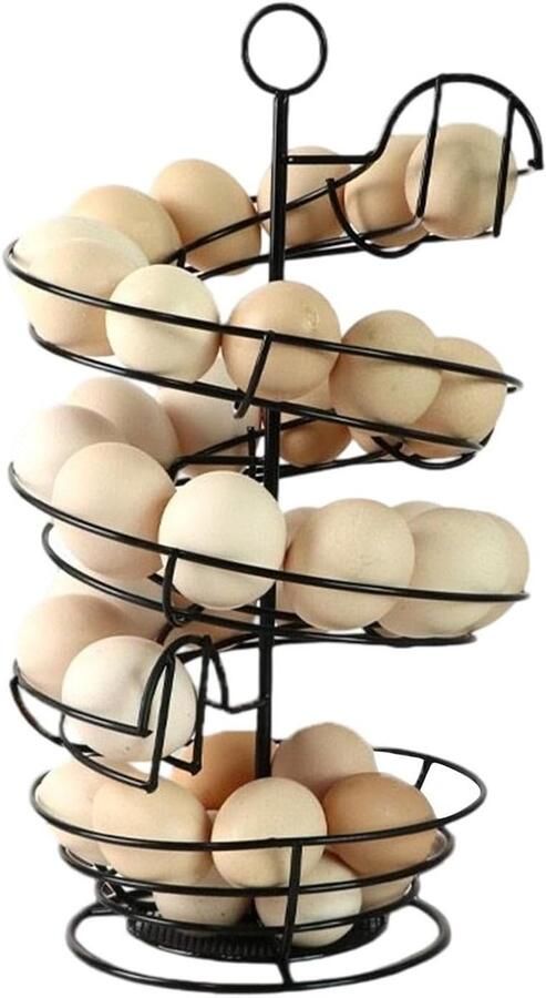 Eier Spiraal Dispenser Verse Eieren Houder Keuken Organiseren Houdt 36 Eieren 19.5x19.5x36cm Zwart