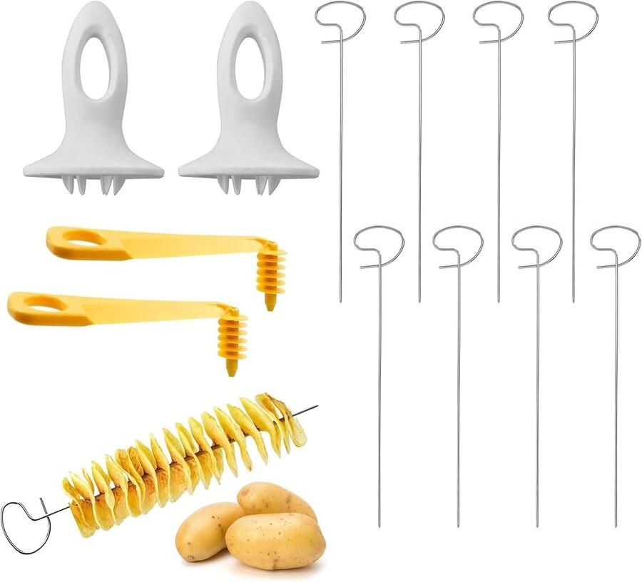 Spiraalsnijder 2 stuks voor groenten aardappelsnijder spiraalsnijder aardappeltoren machine geschikt voor aardappeltoren barbecue-avonden en camping