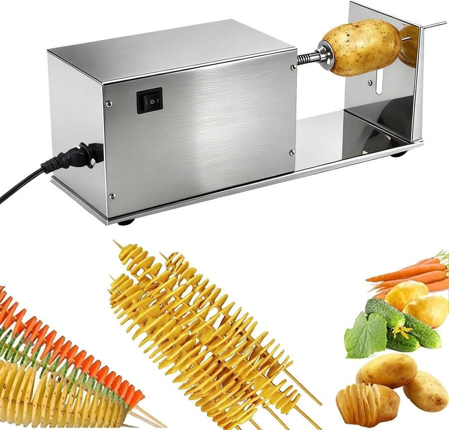 Spiraalsnijder roestvrij staal spiraalsnijder elektrische Tornado aardappelsnijder automatische aardappelspiraalsnijder voor fruit aardappelen komkommers wortelen 50 W 220 V