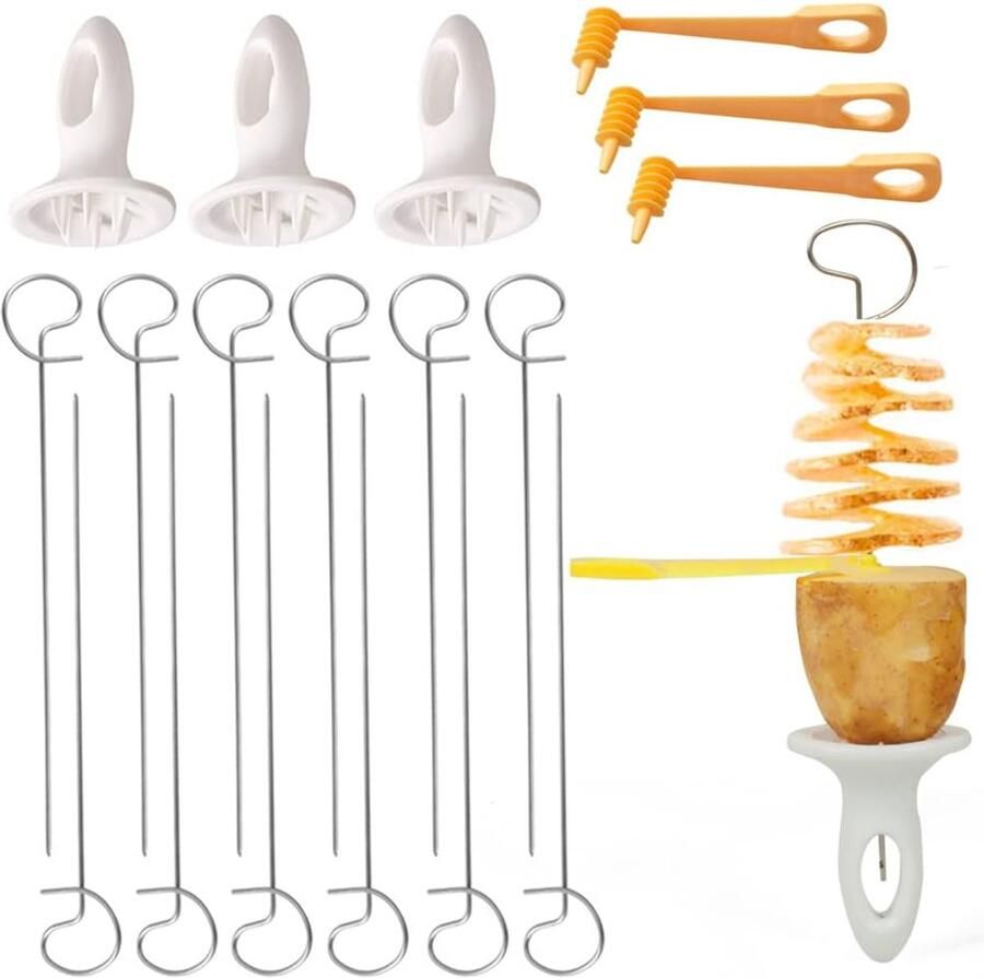 Spiraalsnijder voor Aardappelen Aardappel Tornado Snijder Aardappel Twister Spiraal Chips Aardappelsnijder Geschikt voor Fruit Aardappelen Tornado-Chips Komkommers Etc