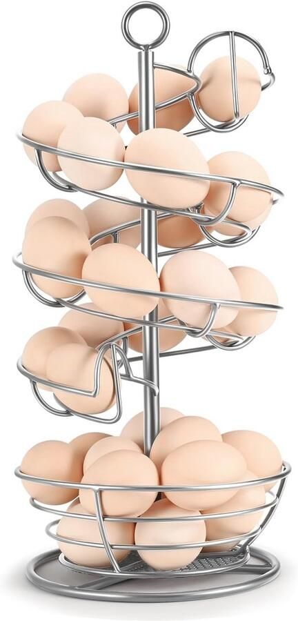 Spiraalvormige Eierskelter voor Verse Eieren Duurzame Ei-Houder met 360 Graden Draaibare Middenpool Capaciteit voor 36 Eieren