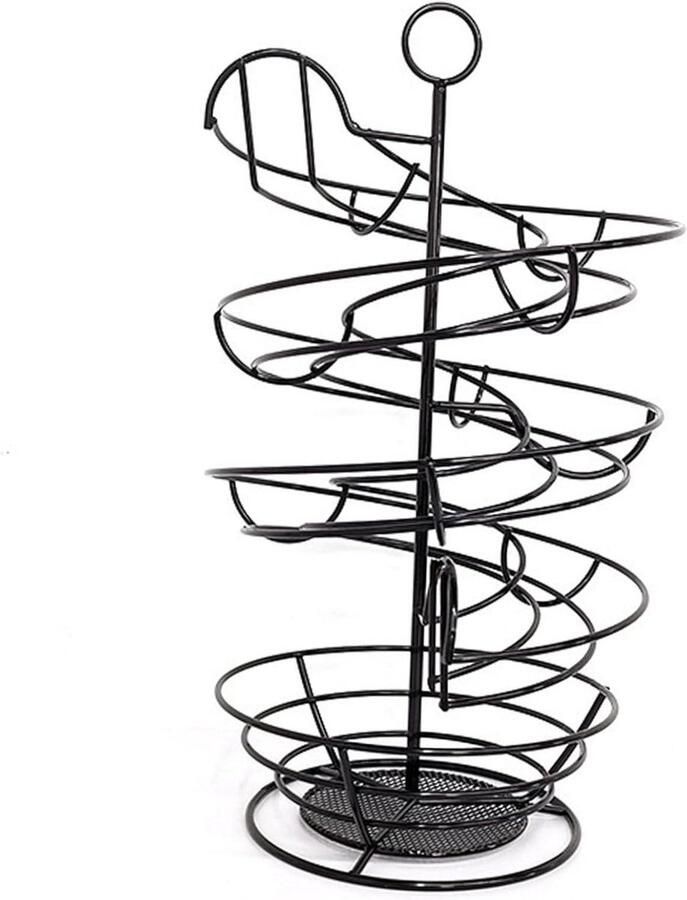 Spiral Ei Houder Keukenrek Dispenser Verse Eieren Bewaren Automatische Rotatie 36 x 19.5 cm Zwart