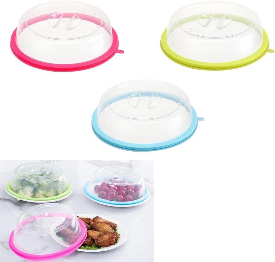 Splashproof Magnetron Deksel Plat Plastic Dek voor Magnetronverwarming en Spattenbescherming Set van 3 Ideaal voor Eten Koken en Bewaren - Foto 1