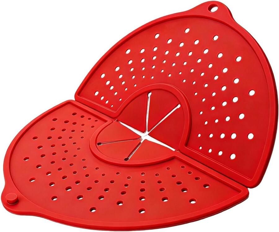Splatter Guard Kookdeksel Pan Schoon Koken Hittebestendig Siliconen 36 x 325 cm Rood