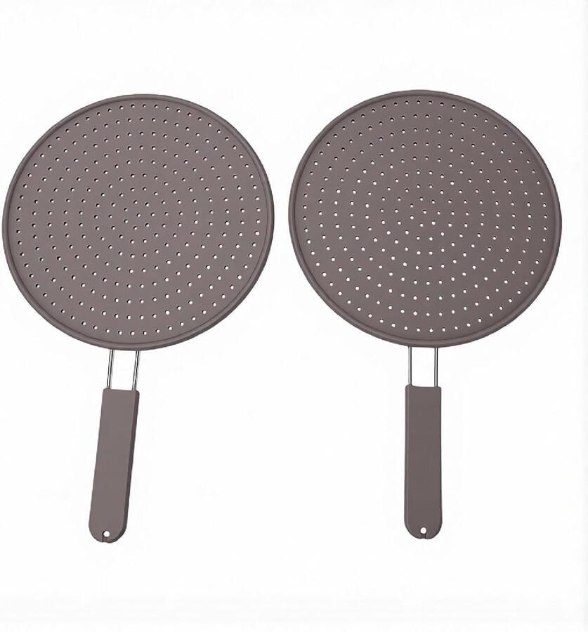 Splatter Screen Oliebeschermer Schoon Koken Geïntegreerd Handvat 2 Stuks Zwart