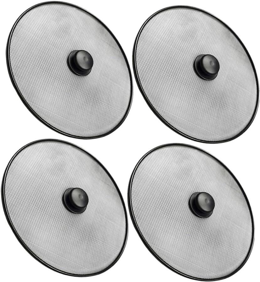 Splatter Screens Vetvangers Koken zonder spatten Fijnmazig gaas 4 stuks 33cm Zwart