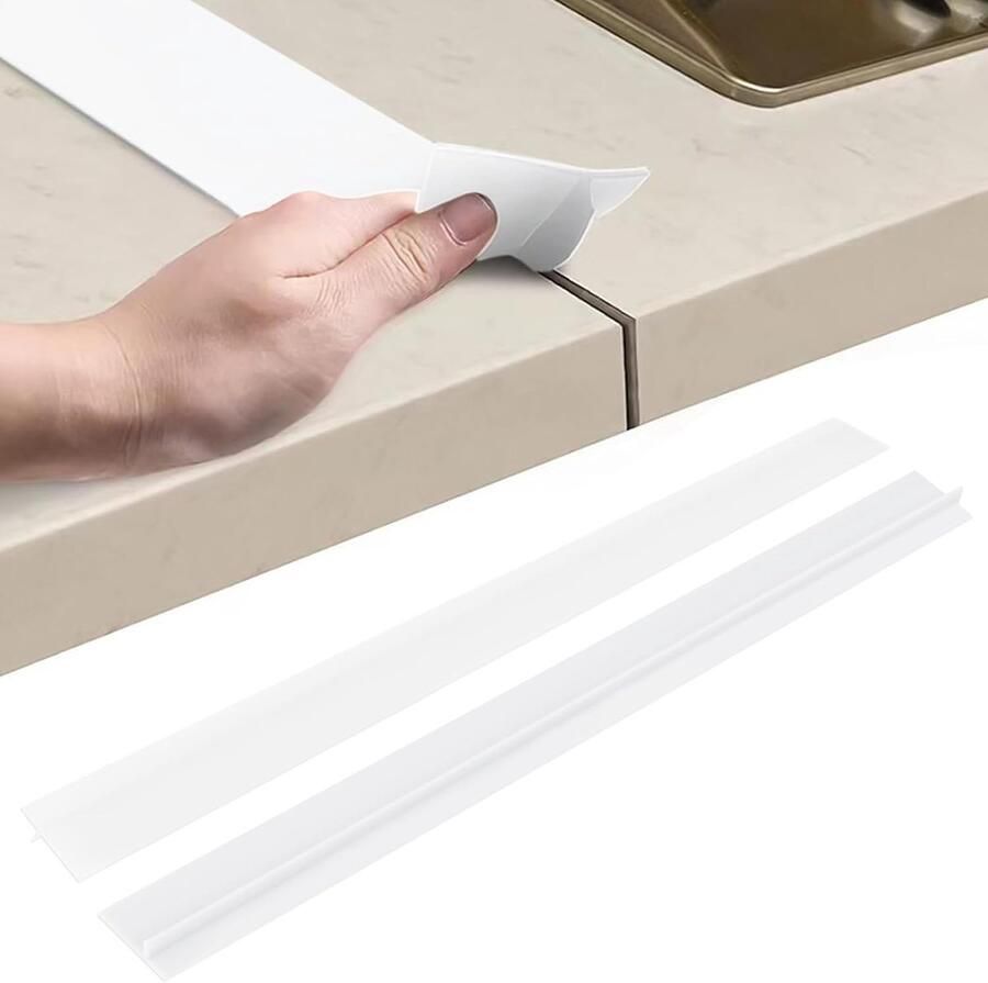 Spleetafdekking voor oven 2 stuks spleetvuller lange spleetvulling sluit gemorste vloeistoffen tussen aanrecht fornuis oven wasmachine en keukengerei (wit 63 5 cm)