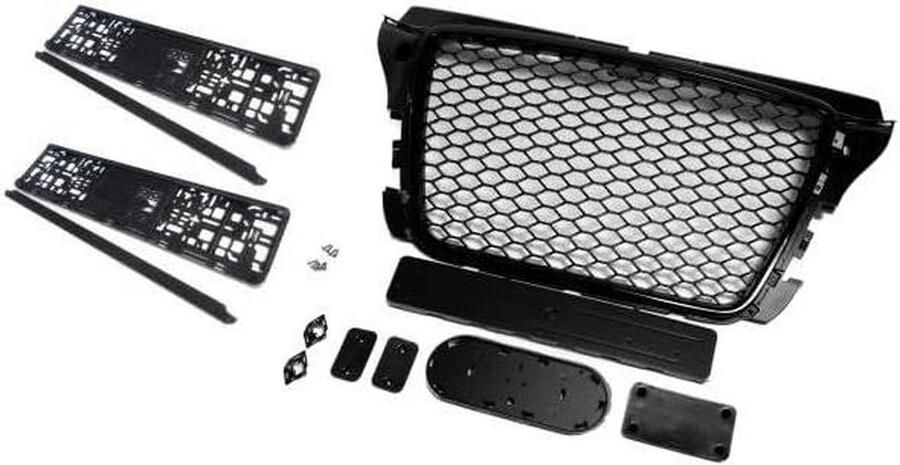 Sportgrill Honingraatgrill Auto styling Met kentekenplaathouders Facelift model Zwart