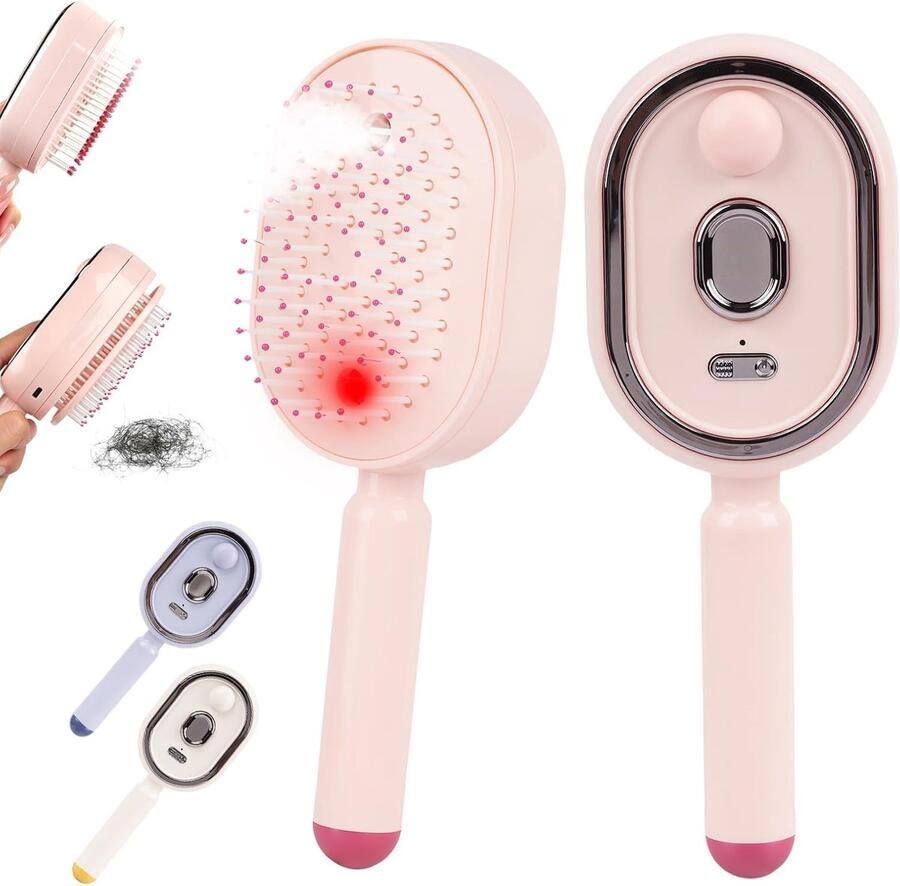 Spray Air Cushion Massage Comb Haarborstel met stoom 3-in-1 stoomborstel elektrische USB-C-stoomhaarborstel met 10 ml watertank antistatisch voor krullend golvend en glad haar