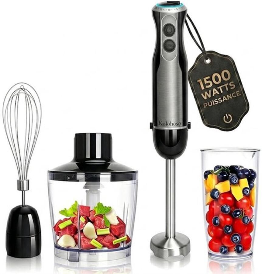 Staafmixer 1500W 4 In 1 Handblender Met 20 Snelheden En TURBO