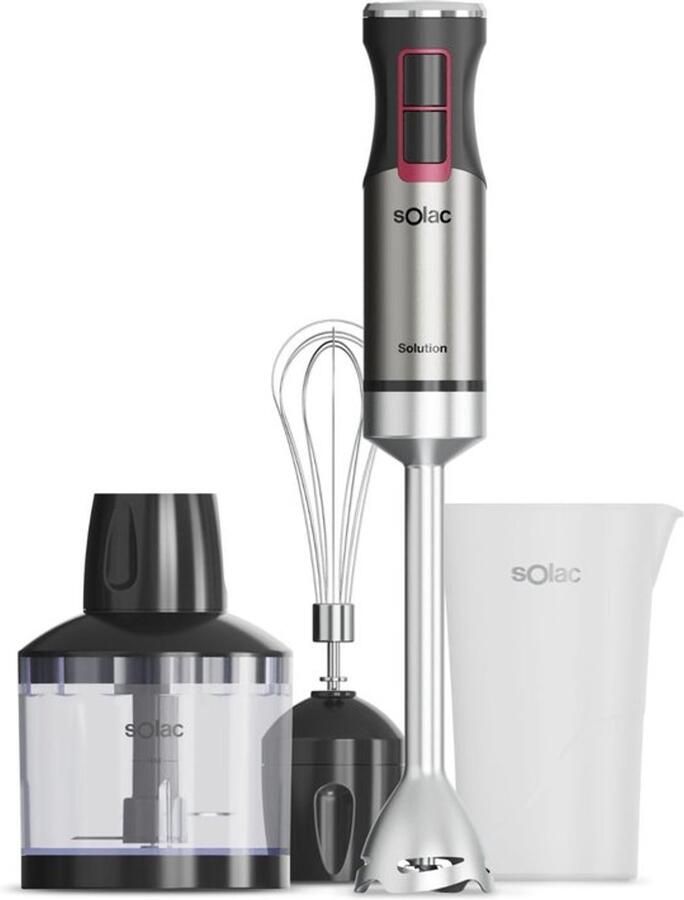 Staafmixer 1500W instelbare snelheid turbo 4 RVS-messen RVS-mengstaaf maatbeker 700 ml ergonomisch antispatten afneembaar vaatwasserbestendig