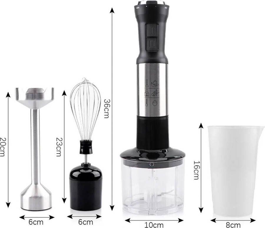 Staafmixer 4 in 1 500w Handmixer Smoothie 1L 2 Snelheidstanden