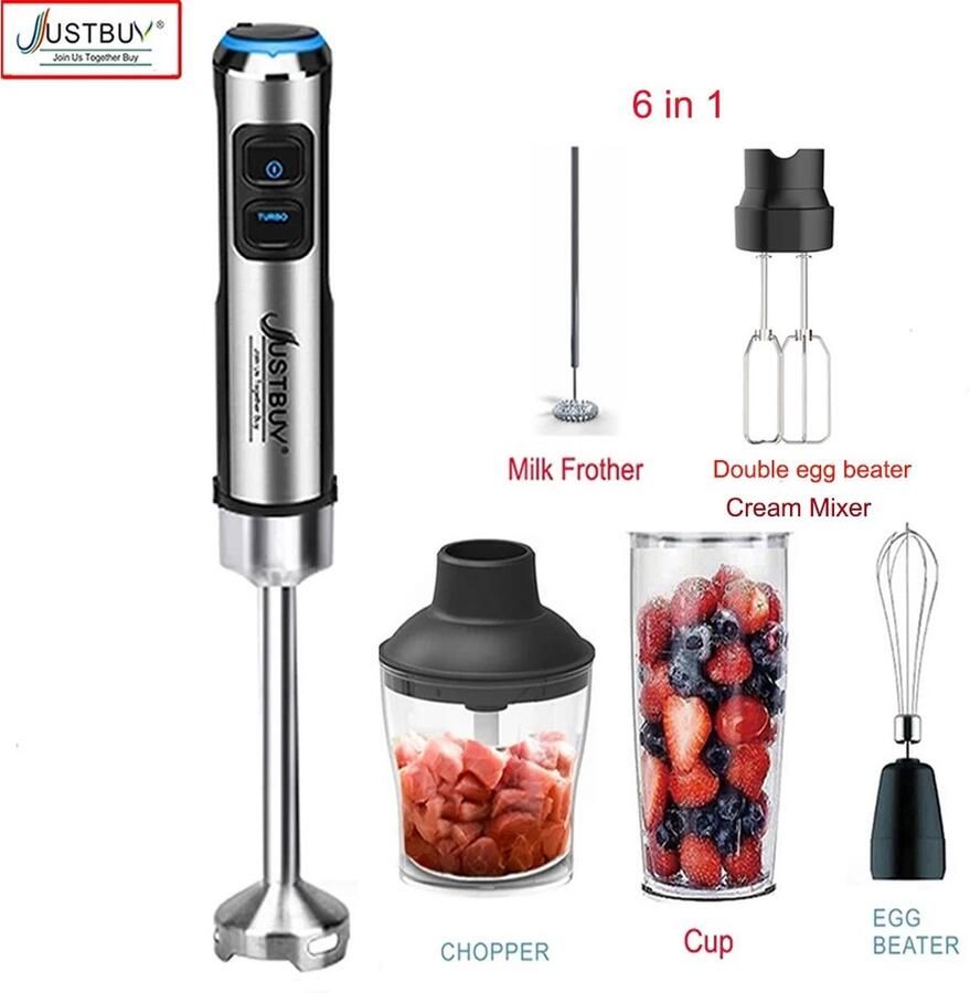 Staafmixer 6 in 1 Staafmixer set 1500W Zilver