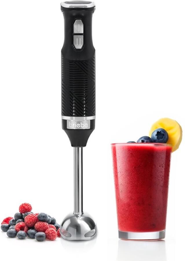 Staafmixer 600 W Roestvrijstalen Messen Afneembare Voet Ergonomisch en Elegant Design Zwart