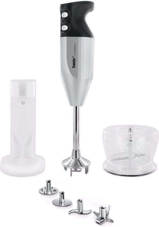 Staafmixer Deluxe Zilver Krachtige Keukenmachine 160W met 4 Messen en Hakmolen