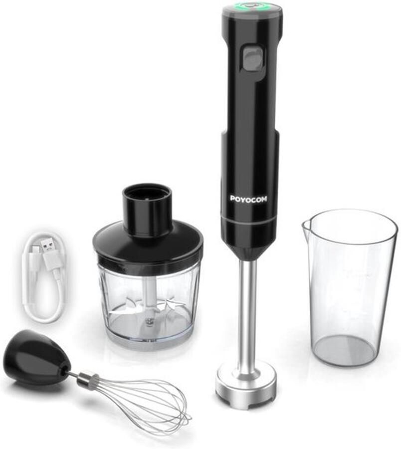 Staafmixer Draadloos Met Hakmolen En Garde 200 W Vermogen 600 ml Inhoud ABS Kunststof Voor Smoothies En Soep