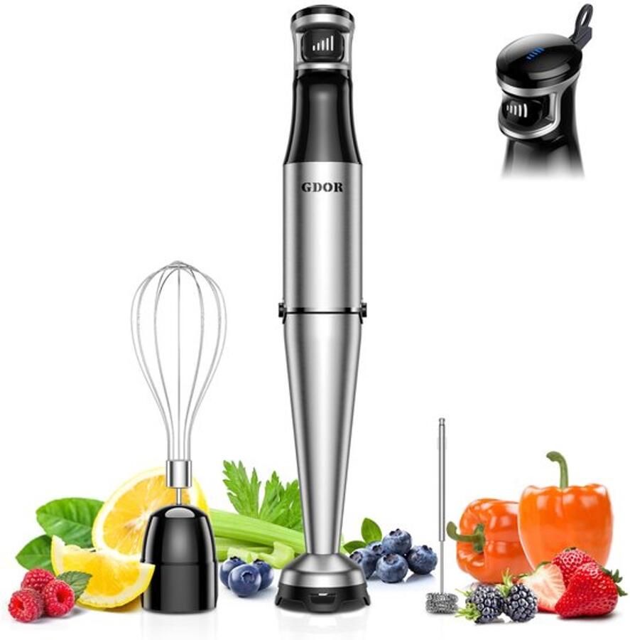 Staafmixer Elektrisch 1100 W Vermogen Roestvrij Staal Inclusief Garde En Melkopschuimer Keuken Blender