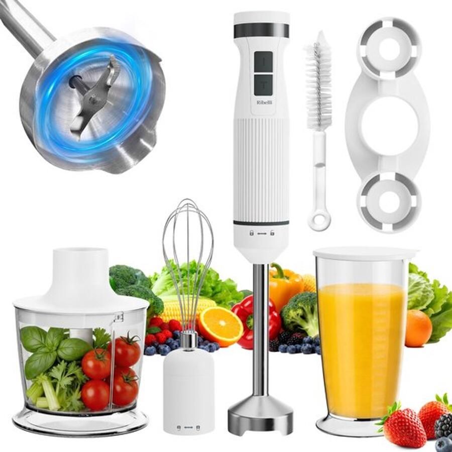 Staafmixer Elektrisch 1200 W Vermogen 700 ml Glazen Container ABS En Roestvrij Staal Voor Mixen Puree En Sappen