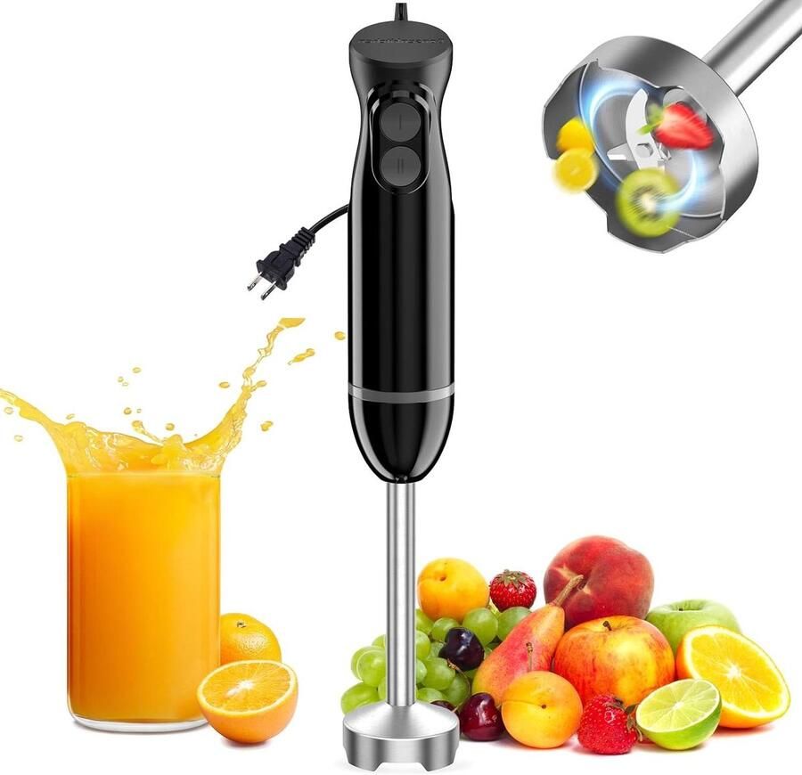 Staafmixer Elektrisch Handmixer Keuken Snel Ingrediënten Maken 300 Watt Vermogen 700 Milliliter Cup Zwart