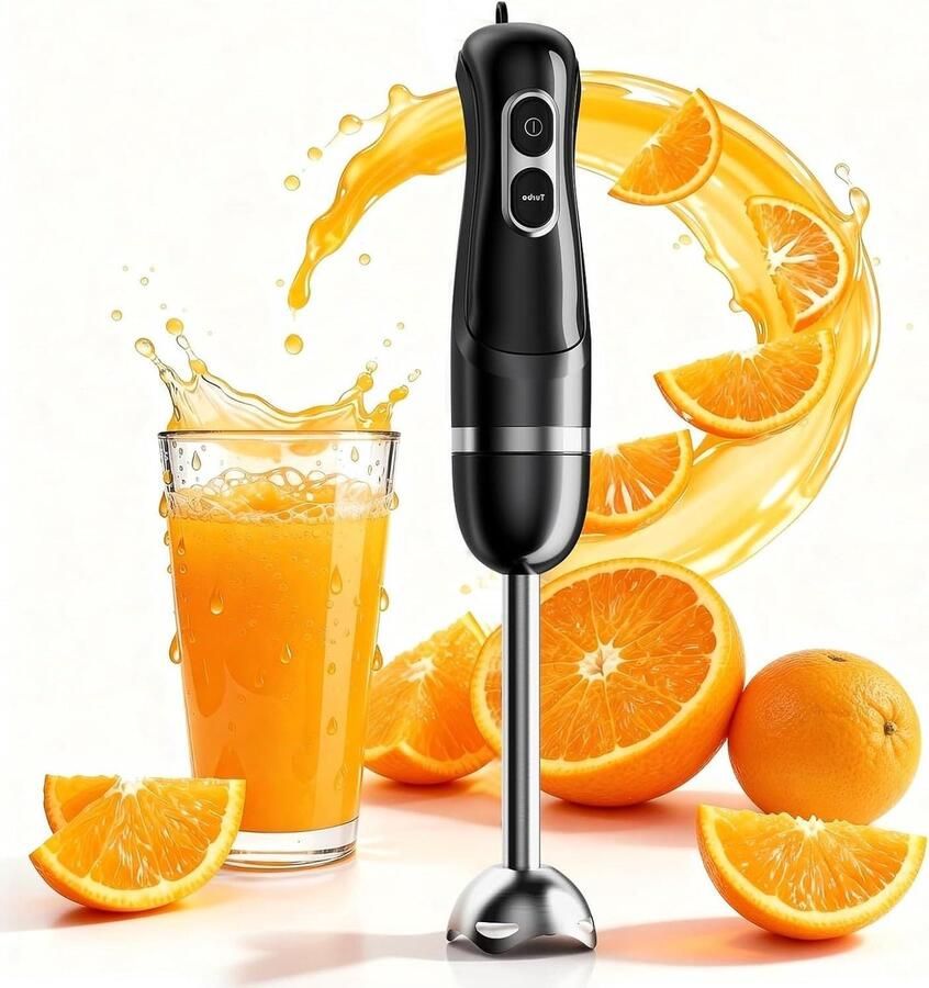 Staafmixer Elektrisch Pureerstaaf Keukenmixer Eten Bereiden Instelbare Snelheidsregeling 1100 Watt Diepzwart