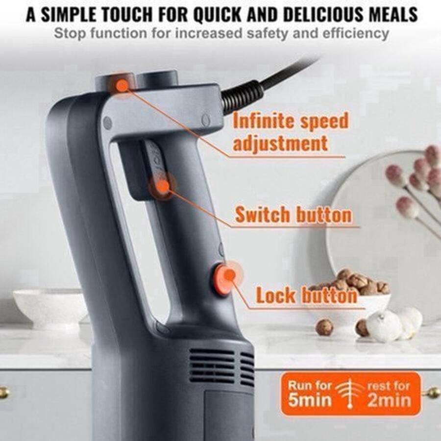 Staafmixer – Elektrische Staafmixer – Handmixer – Keukenmixer – Blender – 750 Watt Motor – Roestvrijstalen Messen