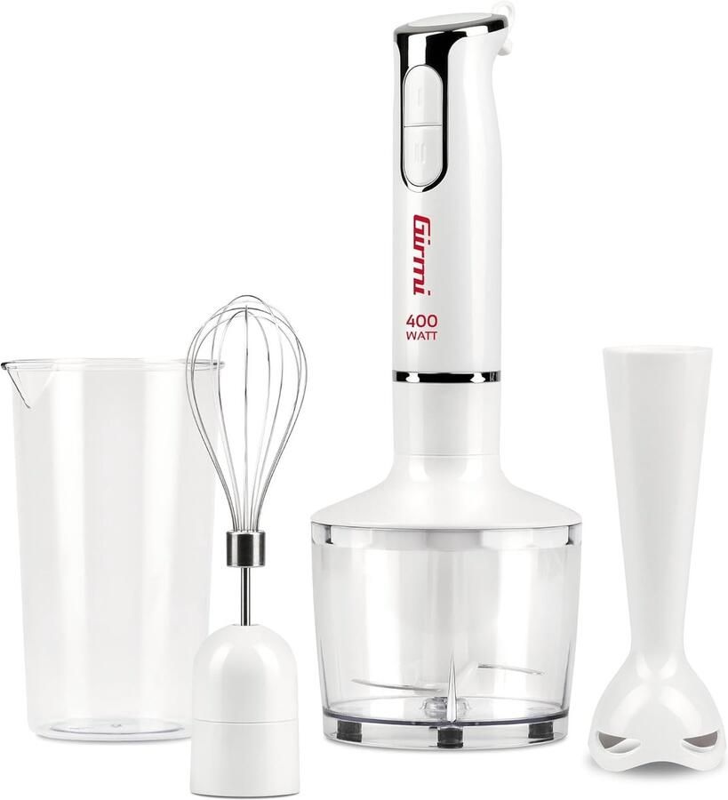 Staafmixer Grijs Wit 400 W 3-in-1 Mixer met Garde en Hakmolen