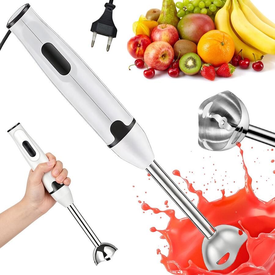 Staafmixer Hand Blender 400W Meerdere Snelheden Instelbaar Roestvrijstalen Mes & ABS Behuizing Lichtgewicht & Handzaam Voor Soepen Smoothies & Puree