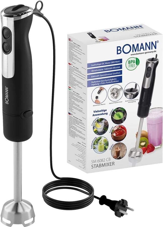 Staafmixer Handmixer Blender Sauzen Smoothies Maken 12 Snelheden Turbofunctie 39.5cm Hoog Zilver Zwart