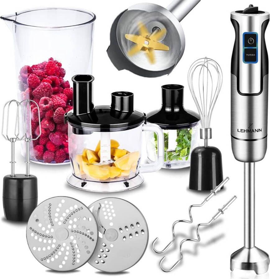 Staafmixer Instelbare Snelheid Oververhitting Beveiliging RVS 1200W 1.5L Inhoud Vaatwasser Bestendig BPA-vrij